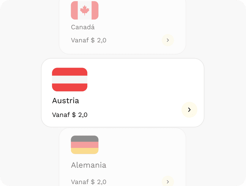 Zoek je bestemming en ontdek eSIM-bundels die zijn afgestemd op jouw reis.