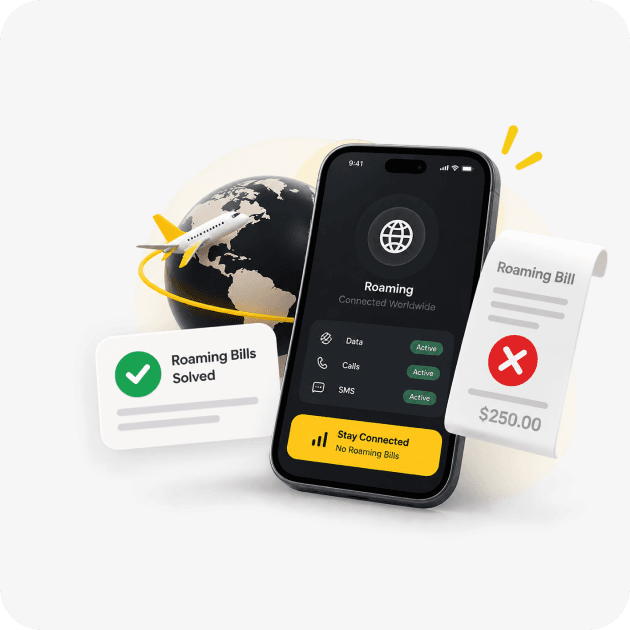 Phone showing roaming bills replaced by a Yaalo eSIM