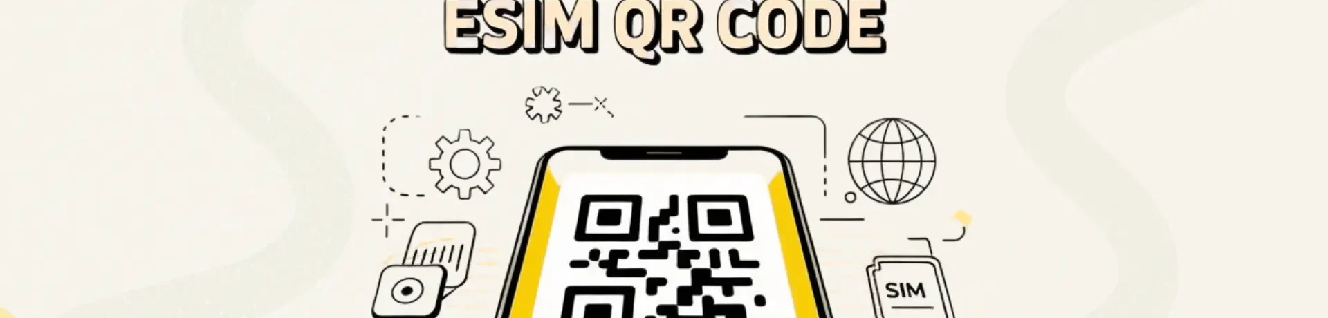 there is an image of iphone with some qr code symbols. with an bold text "How to get an eSIM QR Code"
